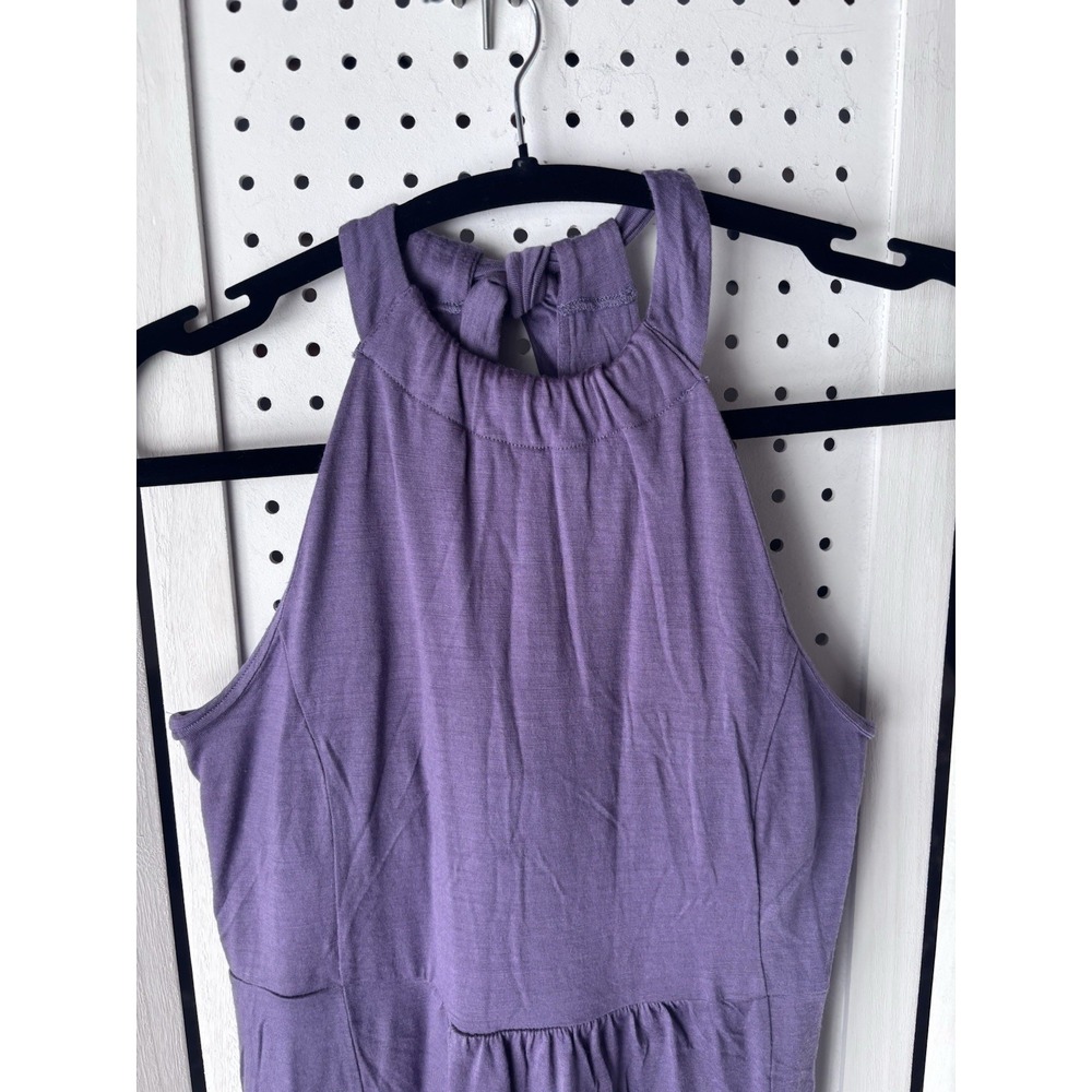 Ibex Women's Small Purple Tie Neck Mini Sundress Built In Bra Merino Wool - Picture 2 of 6